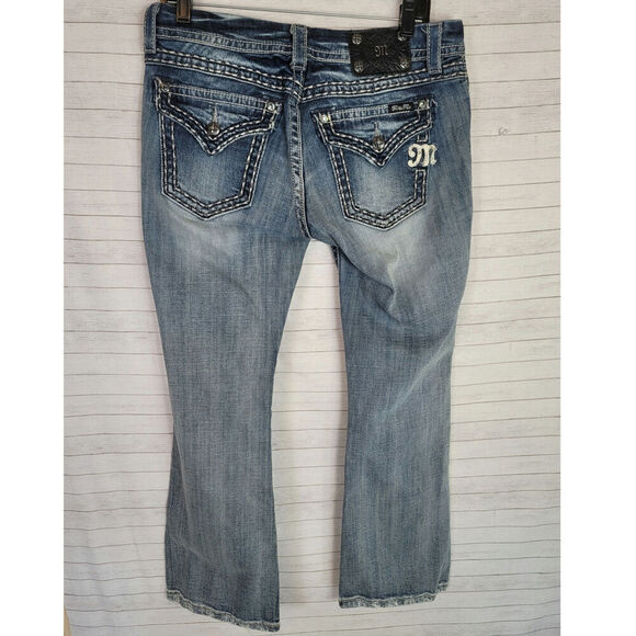 MISS ME BOOT CUT JEANS W EMBROIDERED POCKETS, SZ 30x29 inseam - Picture 8 of 16